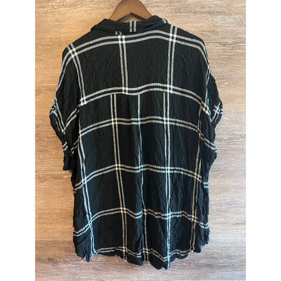 Jane and Delancey Blouse Top Size 2X Plus Black Button down Wrinkled Geometric - Picture 8 of 8
